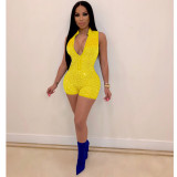 Sexy Rhinestone Sleeveless Skinny Playsuit NK-8357