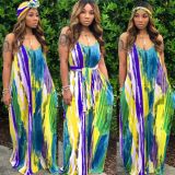 Sexy Printed Spaghetti Strap Loose Maxi Dresses SMR-9365
