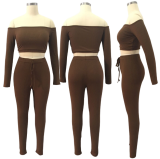 Sexy Off Shoulder Tight Pants Sets Two Pieces TE-3307