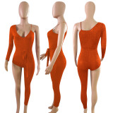 Sexy One Shoulder Asymmetry Bodycon Jumpsuits NIK-041
