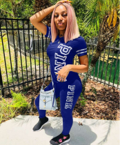 Arrival Offset Print 2pcs Outfits Blue OD-8135