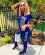 Arrival Offset Print 2pcs Outfits Blue OD-8135