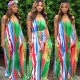 Sexy Printed Spaghetti Strap Loose Maxi Dresses SMR-9365