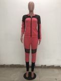 Casual Mesh Patchwork Hooded Tracksuit 2 Piece Set TR-963