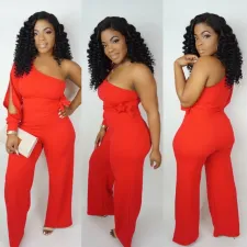 Sexy One Shoulder Hollow Out Jumpsuit OSM-6074