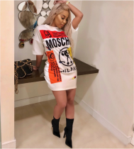 Letter Short Sleeve T Shirt Dress TR-791