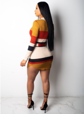 Sexy Striped Front Zipper Mini Dresses OD-8212