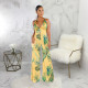 Sexy Printed V Neck Strappy Sleeveless Jumpsuits SMR-9306