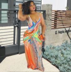 Colorful Printed Straps Long Maxi Dress YH-5027