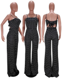 Polka Dot Print Spaghetti Strap Long Jumpsuits WSM-5076