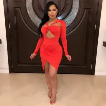 Sexy Cut Out Long Sleeve Club Dresses SMR-9158
