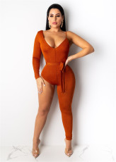 Sexy One Shoulder Asymmetry Bodycon Jumpsuits NIK-041