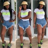 Sexy Denim High Waist Tassel Jeans Shorts OSM-3269