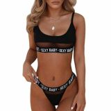 Sexy Letter Patchwork Underwear G-String Lingerie Set YQ-899