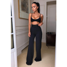 Solid High Waist Wide Leg Long Pants BN-9178