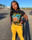 Cartoon Letter Print Casual T Shirt WSM-5051