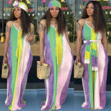 Sexy Printed Spaghetti Strap Sleeveless Loose Maxi Dress SMR-9314