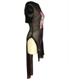 High Slits Black Mesh Smock Cardigan BN-9069