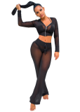 Orange Mesh See Thru Pant Sets 2 Piece CM-108