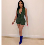 Sexy Rhinestone Sleeveless Skinny Playsuit NK-8357