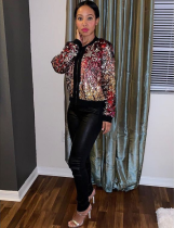 Colorful Sequin Zipper Long Sleeve Jacket TR-887