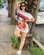 Casual Printed Short Sleeve O Neck T Shirt Dresses LA-3120