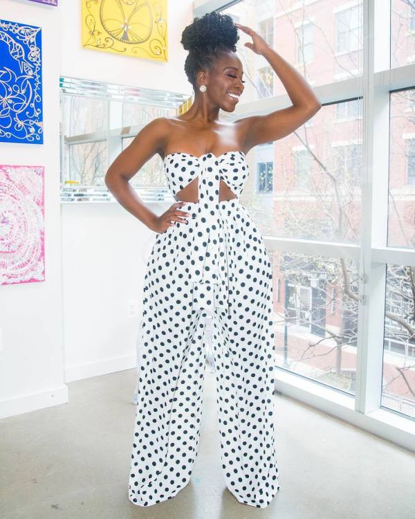 Polka Dot Print Strapless Bowknot Wide Leg Pants Set WSM-5093