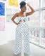 Polka Dot Print Strapless Bowknot Wide Leg Pants Set WSM-5093