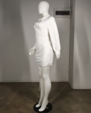 Solid Full Sleeve Turndown Collar Shirt Dress MK-1021