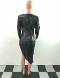 Sexy V Neck Sequin Irregular Party Dresses LA-3054