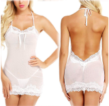 Sexy Backless Transparent Lace Babydoll Lingerie YQ-386