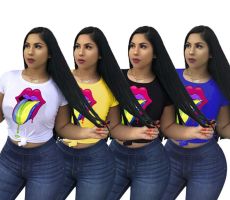 Lips Print Casual Short Sleeve T Shirts LM-8053