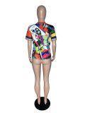 Novelty Print O Neck Short Sleeve T Shirt WSM-5055