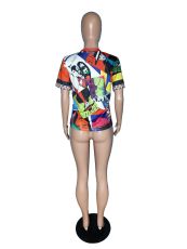 Novelty Print O Neck Short Sleeve T Shirt WSM-5055