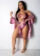 Floral Print 3pcs Swimsuit Bikini Set+Cover Up HM-6085