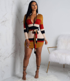 Sexy Striped Front Zipper Mini Dresses OD-8212