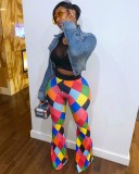 Plus Size Colorful Plaid Print Long Pants WSM-5046