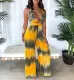 Sexy Crisscross Back Tie-dye Wide Leg Jumpsuits OY-6003