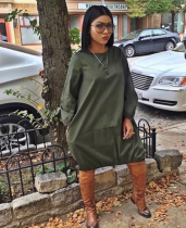 Solid Long Sleeve Casual Loose Mini Dress CQ-5128