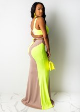 Sexy Contrast Color Crop Top Mermaid Long Skirt Sets MK-2032