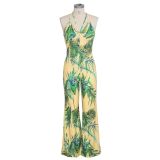 Sexy Printed V Neck Strappy Sleeveless Jumpsuits SMR-9306