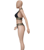 Golden Print Halter Bikini LSL-6152