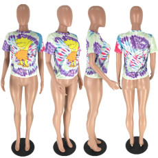 Casual Printed Short Sleeve O Neck T Shirt AWN-5015