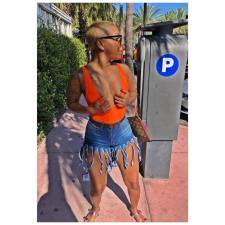 Plus Size Tassel Bodycon Jeans Shorts MOF-5067