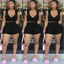 2019 Summer Solid Color Flounced Shorts Sets 2 Pieces MDF-5052