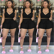 2019 Summer Solid Color Flounced Shorts Sets 2 Pieces MDF-5052