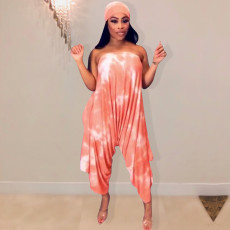 Sexy Printed Strapless Loose Pants Two Piece Set NIK-031