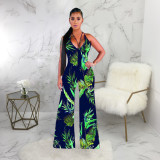 Sexy Printed V Neck Strappy Sleeveless Jumpsuits SMR-9306