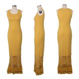 Sexy Patchwork Sleeveless Slim Floor Length Maxi Dresses SMR-9277