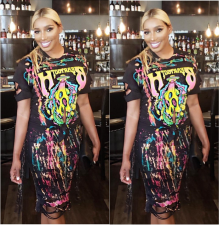 Print Novelty Short Sleeve O Neck Club Dress LP-684